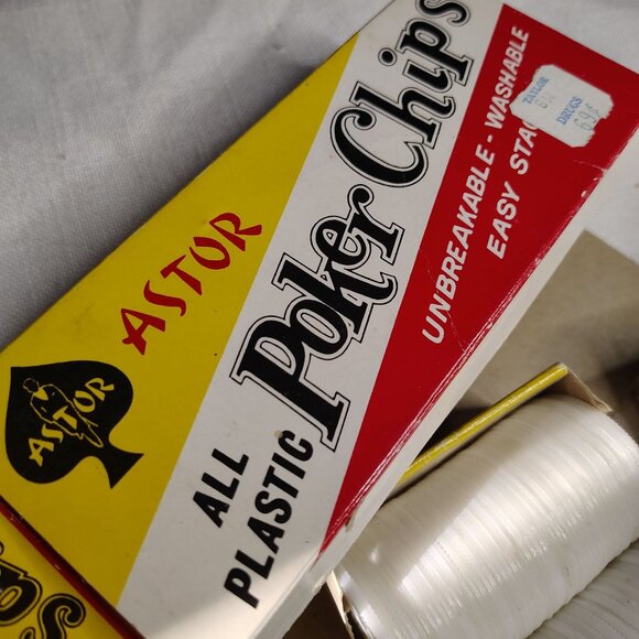 Vintage Astor Poker Chips Lot Red White Blue Plastic Original Boxes Retro Gaming - Picture 3 of 11